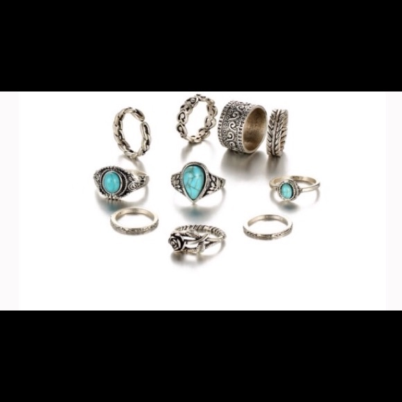 Creative 10PC Geometric Ring Set - Picture 2 of 3